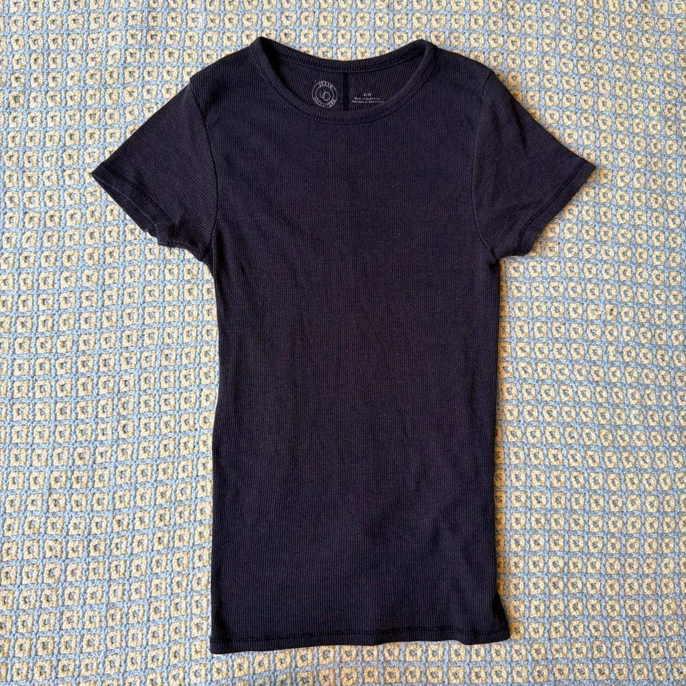 Urban Outfitters Faded Black Ribbed High Neck Tee Shirt Medium